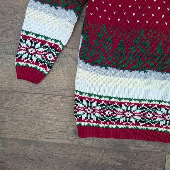 Vintage Embroidered Snowman Penguin Christmas Sweater Fair Isle - Picture 4 of 10